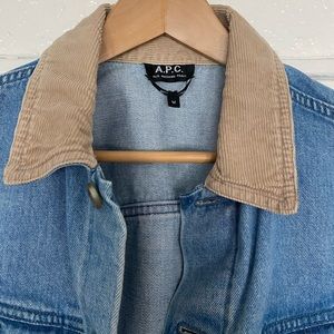A.P.C. Denim Jacket, beige corduroy collar - lightly worn